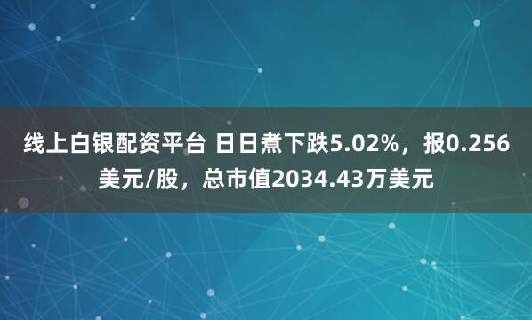 线上白银配资平台 日日煮下跌5.02%，报0.256美元/股，总市值2034.43万美元