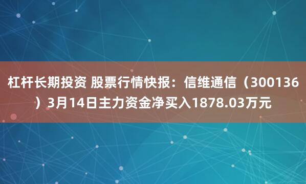 杠杆长期投资 股票行情快报：信维通信（300136）3月14日主力资金净买入1878.03万元